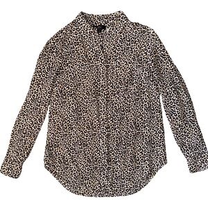 J.Crew Silk Leopard Print Button Down Shirt - Size 2